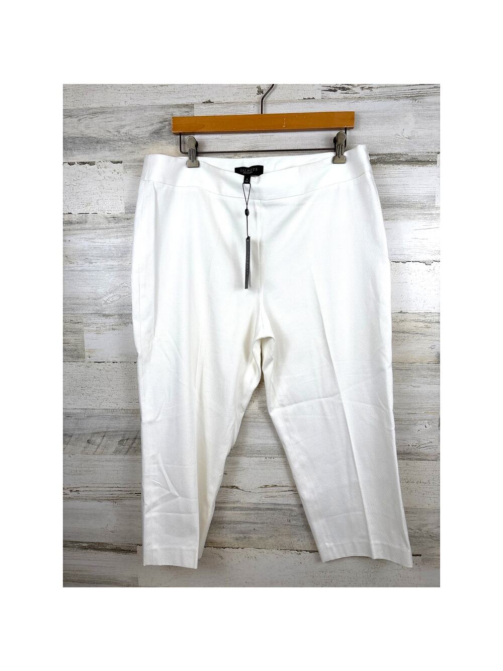 Talbots Womens 16 White Crop Pants Preppy Coastal Side Zip NWT Coastal